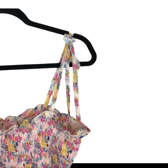 Kos Resort Floral Smocked Tie Strap Maxi Dress M - Picture 9 of 13